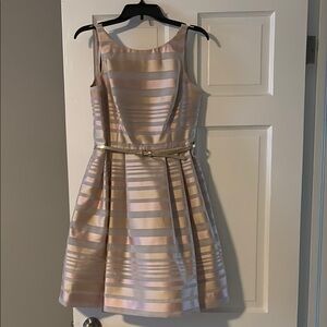 Jessica Howard Champagne Pleated A-Line Mini Dress